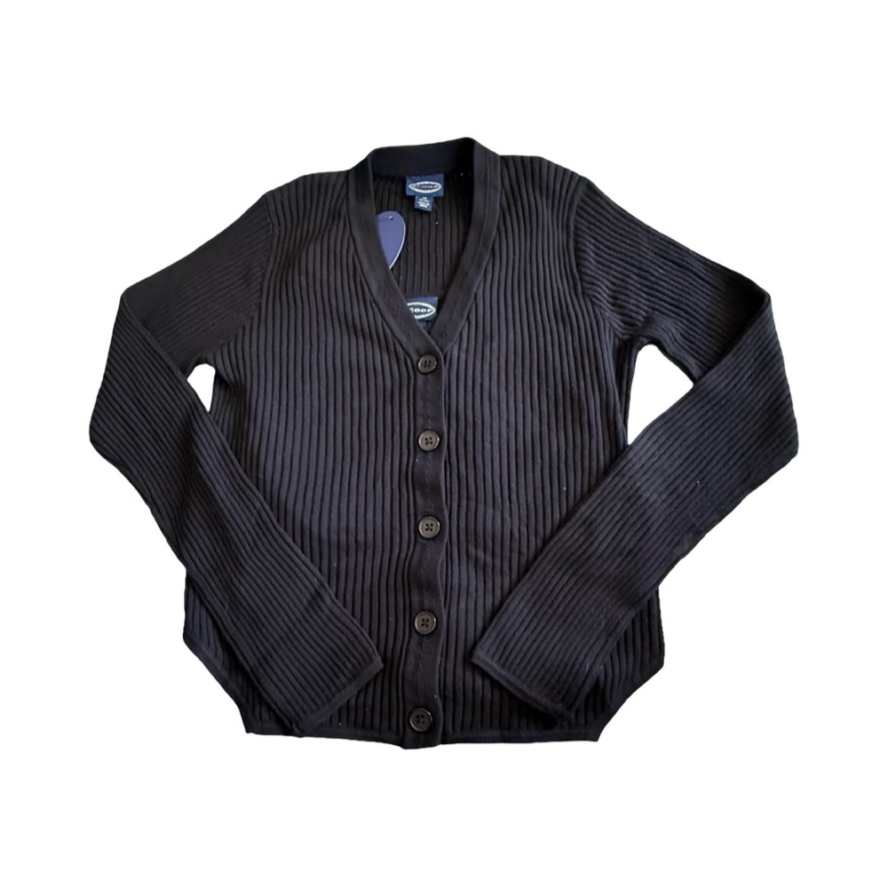 Elegant Black Ribbed Cardigan